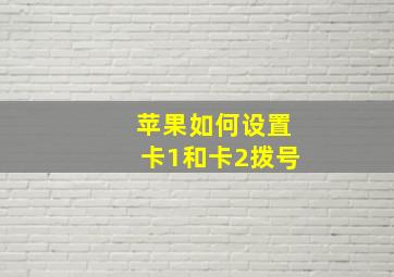 苹果如何设置卡1和卡2拨号