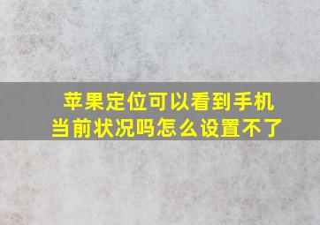 苹果定位可以看到手机当前状况吗怎么设置不了