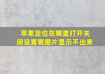 苹果定位在哪里打开关闭设置呢图片显示不出来