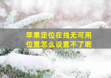 苹果定位在线无可用位置怎么设置不了呢