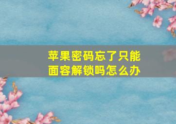 苹果密码忘了只能面容解锁吗怎么办