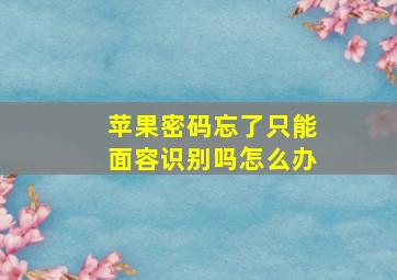 苹果密码忘了只能面容识别吗怎么办