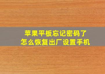 苹果平板忘记密码了怎么恢复出厂设置手机