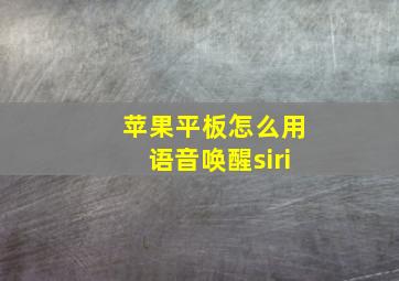 苹果平板怎么用语音唤醒siri