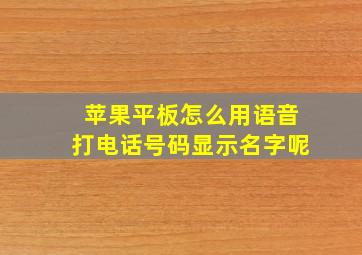 苹果平板怎么用语音打电话号码显示名字呢