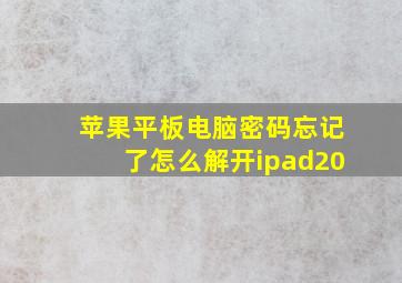 苹果平板电脑密码忘记了怎么解开ipad20