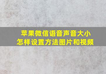 苹果微信语音声音大小怎样设置方法图片和视频