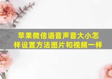 苹果微信语音声音大小怎样设置方法图片和视频一样