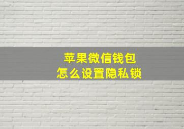 苹果微信钱包怎么设置隐私锁