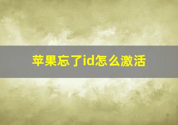 苹果忘了id怎么激活