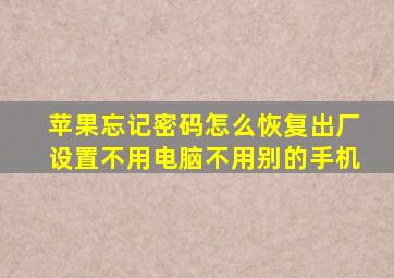 苹果忘记密码怎么恢复出厂设置不用电脑不用别的手机