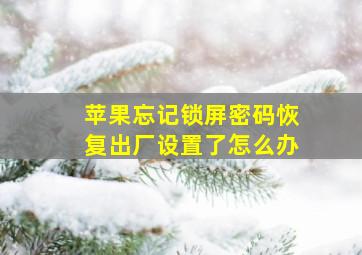 苹果忘记锁屏密码恢复出厂设置了怎么办