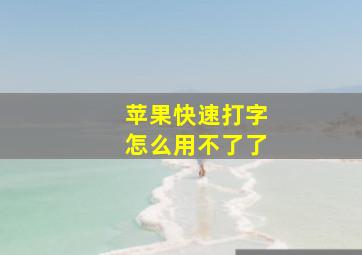 苹果快速打字怎么用不了了