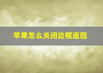 苹果怎么关闭边框返回