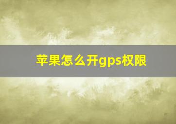 苹果怎么开gps权限