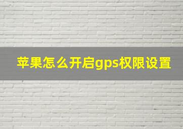 苹果怎么开启gps权限设置