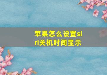 苹果怎么设置siri关机时间显示