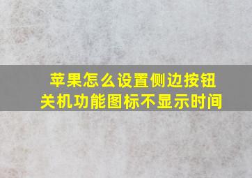 苹果怎么设置侧边按钮关机功能图标不显示时间