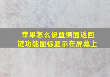 苹果怎么设置侧面返回键功能图标显示在屏幕上