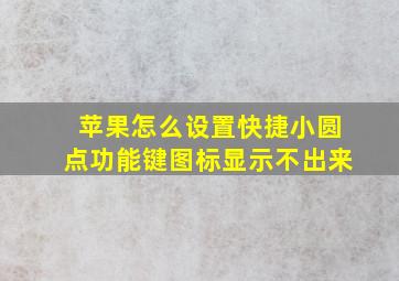 苹果怎么设置快捷小圆点功能键图标显示不出来