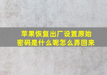 苹果恢复出厂设置原始密码是什么呢怎么弄回来