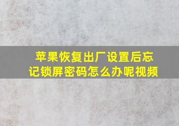 苹果恢复出厂设置后忘记锁屏密码怎么办呢视频