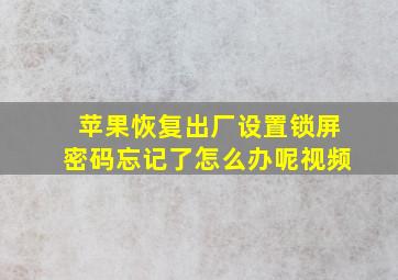 苹果恢复出厂设置锁屏密码忘记了怎么办呢视频