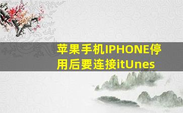 苹果手机IPHONE停用后要连接itUnes