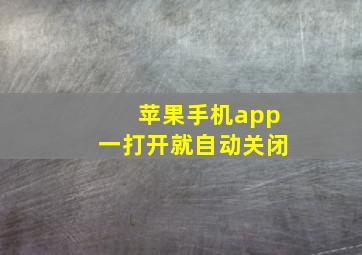 苹果手机app一打开就自动关闭