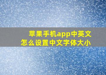 苹果手机app中英文怎么设置中文字体大小