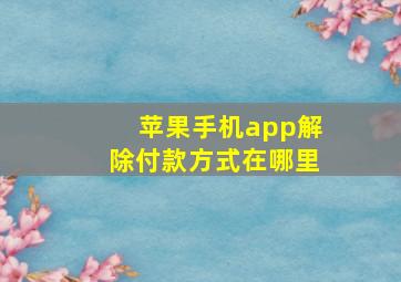 苹果手机app解除付款方式在哪里