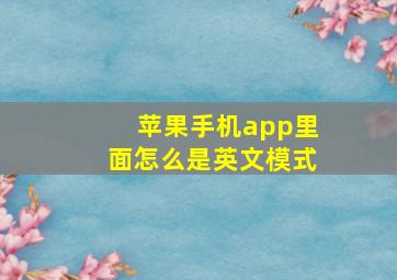 苹果手机app里面怎么是英文模式