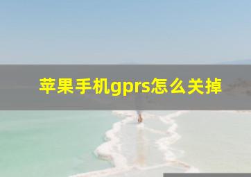 苹果手机gprs怎么关掉