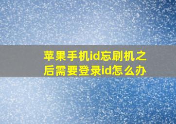 苹果手机id忘刷机之后需要登录id怎么办