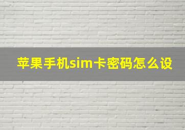 苹果手机sim卡密码怎么设