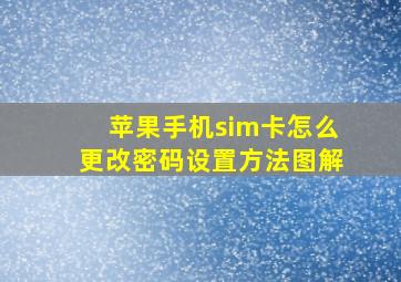 苹果手机sim卡怎么更改密码设置方法图解