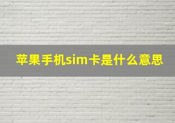 苹果手机sim卡是什么意思