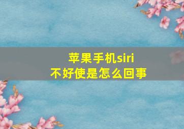 苹果手机siri不好使是怎么回事