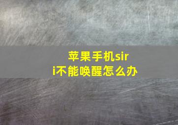 苹果手机siri不能唤醒怎么办