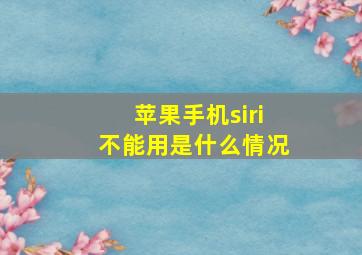 苹果手机siri不能用是什么情况