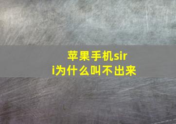 苹果手机siri为什么叫不出来