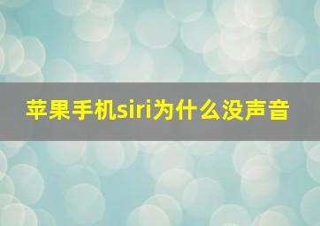 苹果手机siri为什么没声音