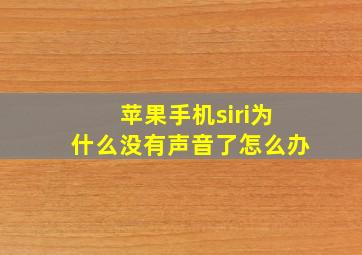 苹果手机siri为什么没有声音了怎么办