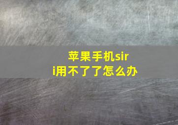 苹果手机siri用不了了怎么办