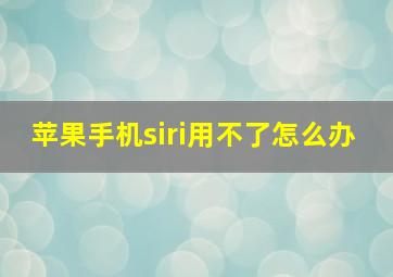 苹果手机siri用不了怎么办