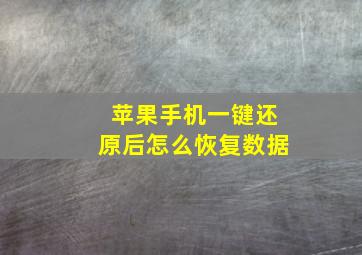 苹果手机一键还原后怎么恢复数据