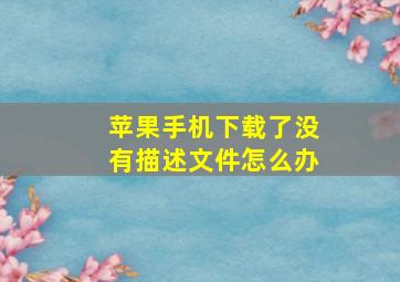 苹果手机下载了没有描述文件怎么办