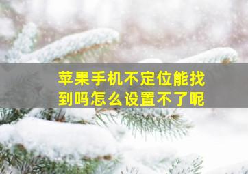 苹果手机不定位能找到吗怎么设置不了呢