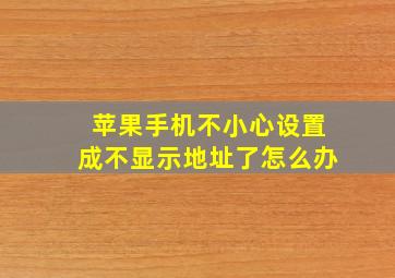 苹果手机不小心设置成不显示地址了怎么办