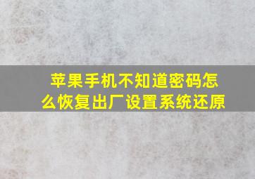 苹果手机不知道密码怎么恢复出厂设置系统还原